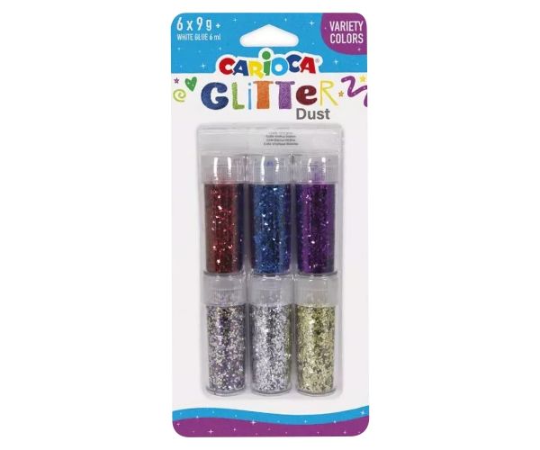 Carioca: Glitter Dust 6db-os csillámpor szett tégelyben - Színvariációk