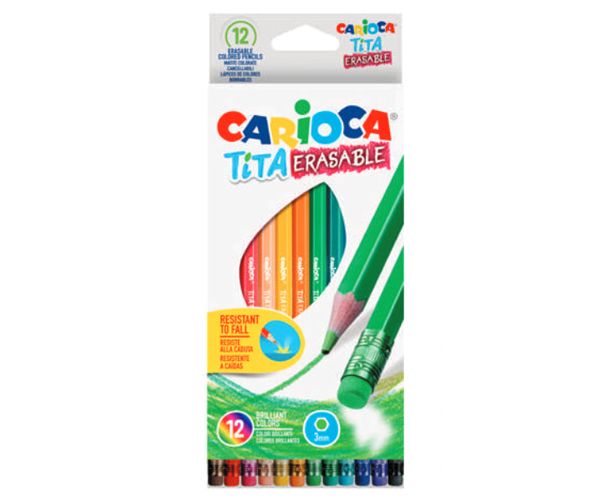 Carioca: Tita törésálló színes ceruza szett radírvéggel 12db-os