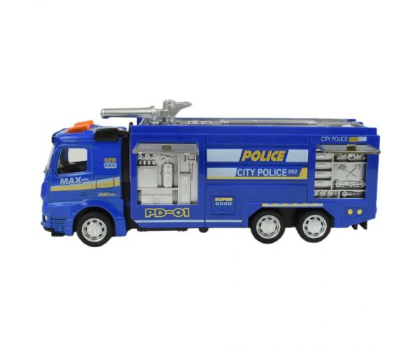 Police Set: Policajné nákladné auto so zotrvačníkom, svetlom a zvukom v rôznych verziách 19cm 1ks