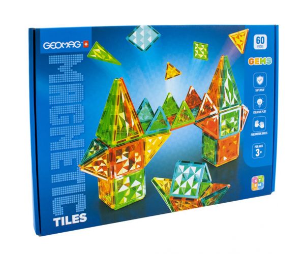 Geomag Magnetic Tiles Gems 60 ks magnetická stavebnica