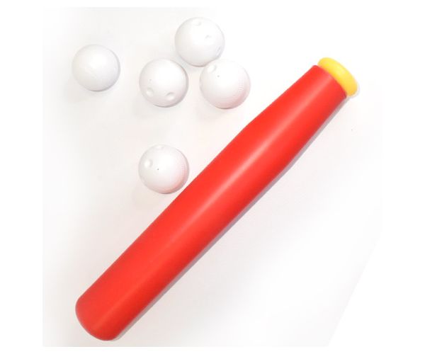 Piros műanyag baseball ütő szett labdákkal 56cm
