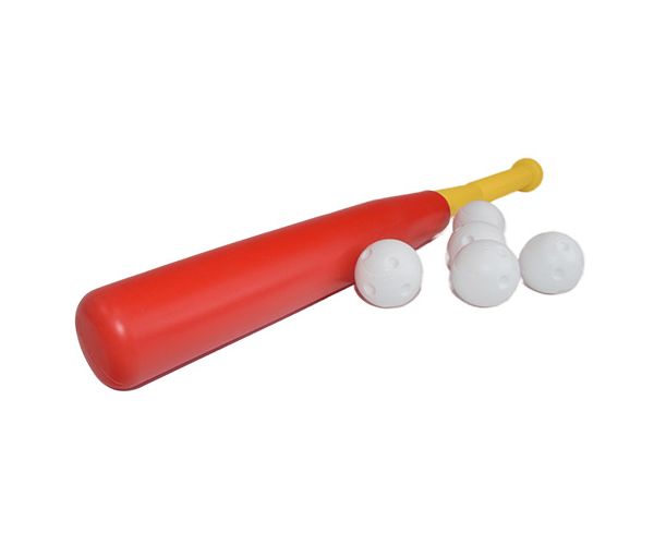 Piros műanyag baseball ütő szett labdákkal 56cm