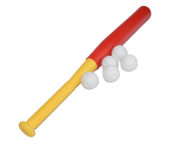Piros műanyag baseball ütő szett labdákkal 56cm