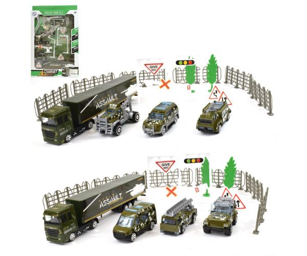 Chariot Die-Cast: Fém katonai járműszett kiegészítőkkel kétféle változatban