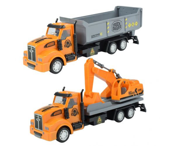 City Truck: Átalakítható lendkerekes építőipari teherautó jelzőtáblákkal 19cm