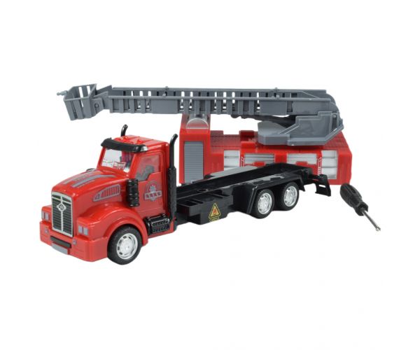 City Truck: Átalakítható lendkerekes tűzoltósági teherautó jelzőtáblákkal 19cm