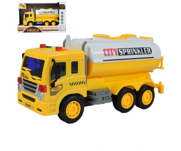 City Truck: Tartályos sárga teherautó fénnyel és hanggal 1/18