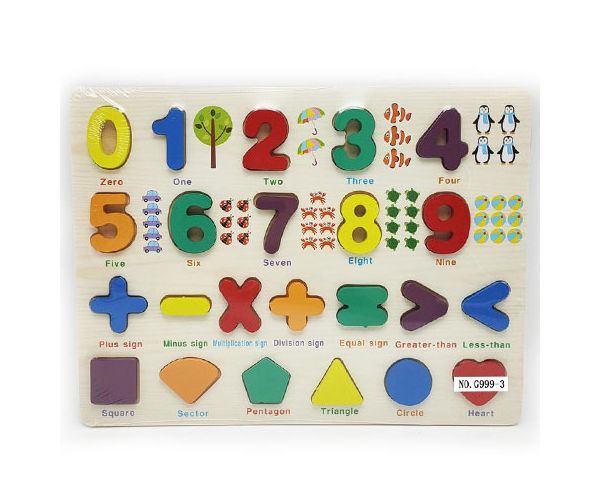Számok és formák fa formaillesztő puzzle