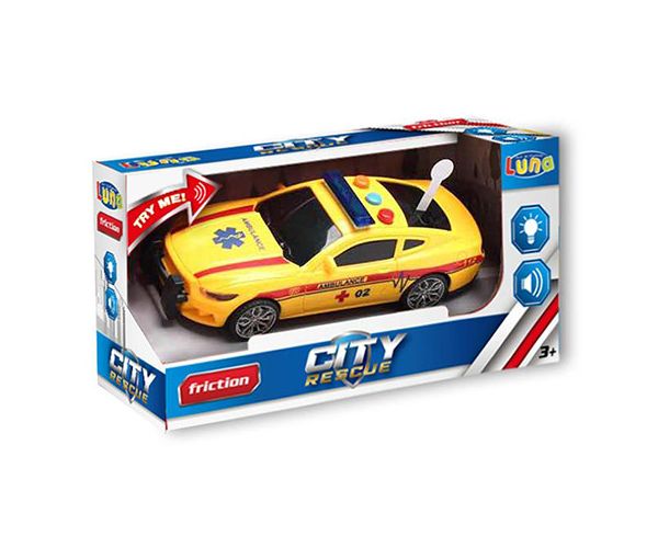 City Rescue mentőautó fénnyel és hanggal sárga
