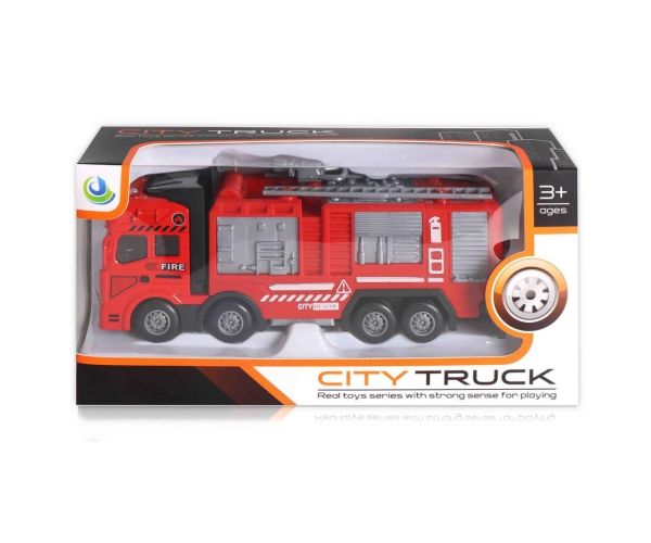 City Truck: Négytengelyes fém tűzoltóautó modell - fénnyel és hanggal
