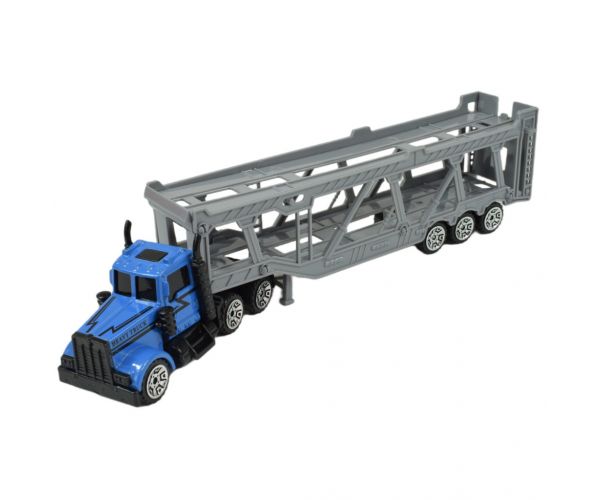 City Truck: Kék autószállító csőrös kamion 22cm