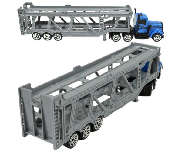 City Truck: Kék autószállító csőrös kamion 22cm