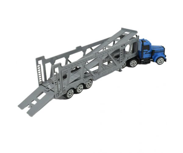 City Truck: Kék autószállító csőrös kamion 22cm
