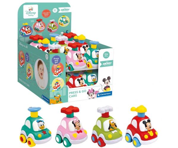Clementoni Baby: Press&Go kisautó Disney karakter figurával négyféle változatban 1db