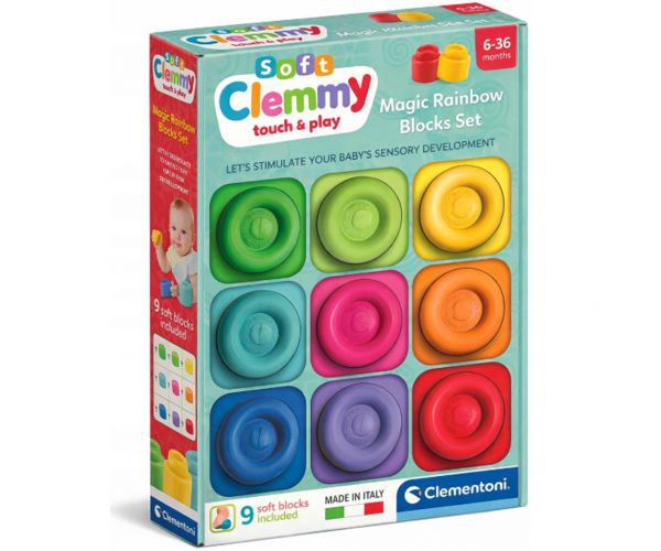 Clemmy: Szivárvány színei puha 9db-os építőkocka szett - Clementoni
