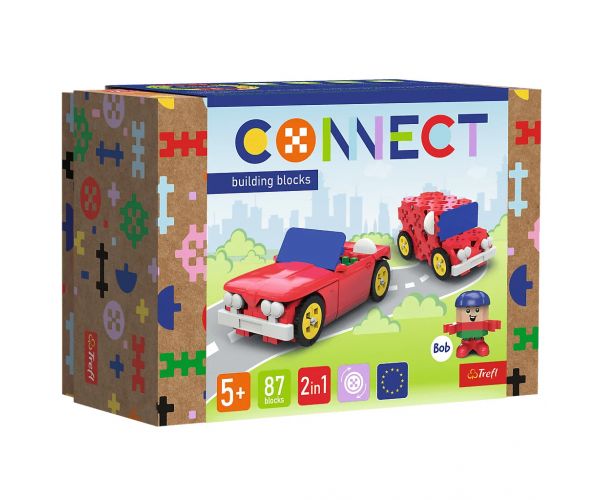 Connect: Kabrió és furgon 87db-os építőjáték szett - Trefl