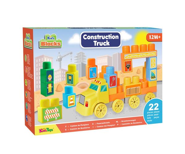 Construction Truck teherautós építőkocka szett 22db-os