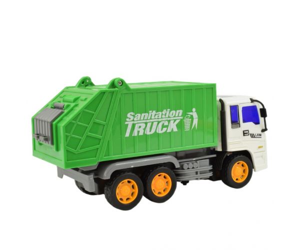 Construction Truck: Szemétszállító autó lendkerekes kialakítással 19cm