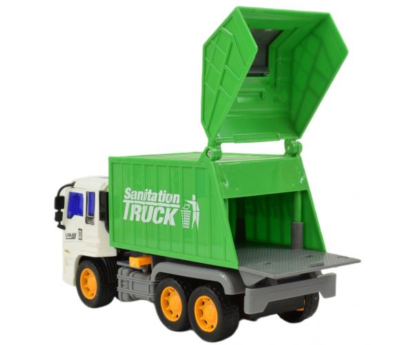 Construction Truck: Szemétszállító autó lendkerekes kialakítással 19cm