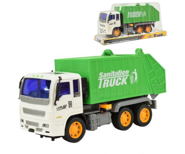 Construction Truck: Szemétszállító autó lendkerekes kialakítással 19cm