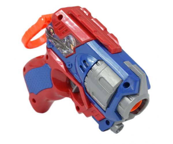 Cool Soft Bullet Gun: Kisméretű szivacslövő fegyver töltényekkel kék-piros színben 14cm