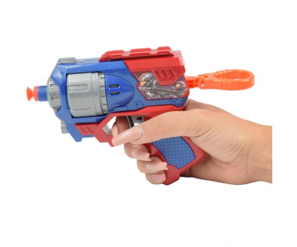 Cool Soft Bullet Gun: Kisméretű szivacslövő fegyver töltényekkel kék-piros színben 14cm
