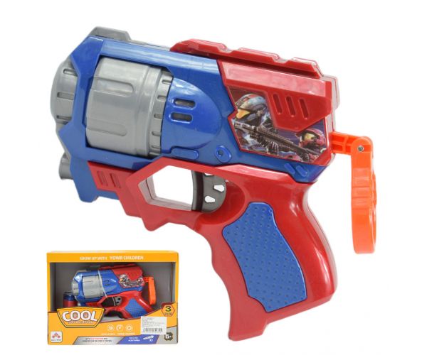Cool Soft Bullet Gun: Kisméretű szivacslövő fegyver töltényekkel kék-piros színben 14cm