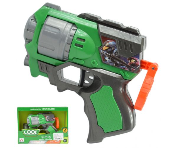 Cool Soft Bullet Gun: Kisméretű szivacslövő fegyver töltényekkel zöld színben 14cm