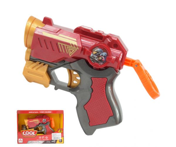 Cool Soft Bullet Gun: Kisméretű szivacslövő fegyver töltényekkel piros színben 14cm