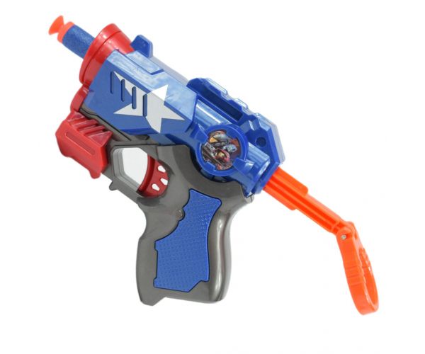 Cool Soft Bullet Gun: Kisméretű szivacslövő fegyver töltényekkel kék színben 14cm