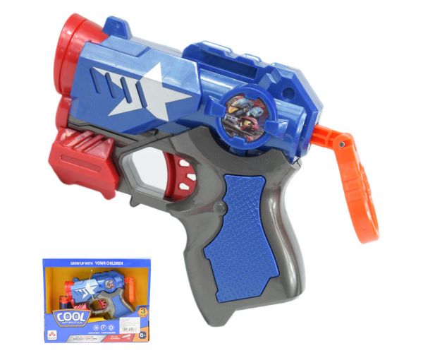 Cool Soft Bullet Gun: Kisméretű szivacslövő fegyver töltényekkel kék színben 14cm