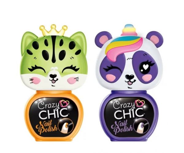 Crazy Chic: Lovely Nail körömlakk állatfigurás ecsetfejjel 2db-os sárga és rózsaszín szett - Clementoni