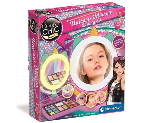 Crazy Chic: Világító unikornisos sminkelő tükör - Clementoni
