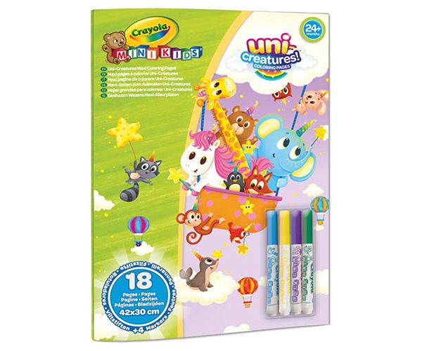 Crayola: MiniKids Varázslatos állatok óriás kifestő szett 4db filctollal