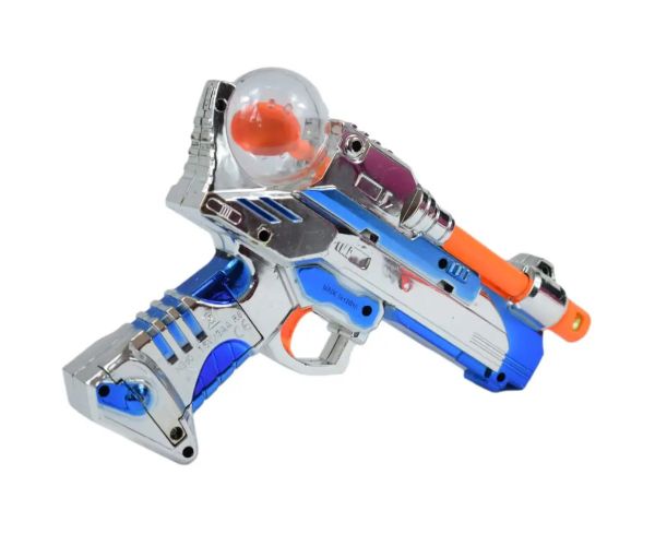 Space Warrior: Elektrická chrómová vesmírna pištoľ so svetlom a zvukom 24cm