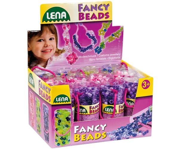LENA: Set farebných korálikov vo valcovitom zásobníku