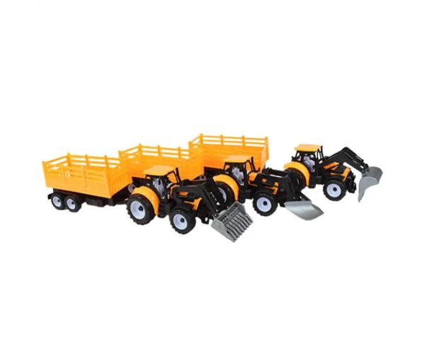 Engineering Truck: Bagrový traktor pracovný stroj s dvojnápravovým prívesom 45 cm