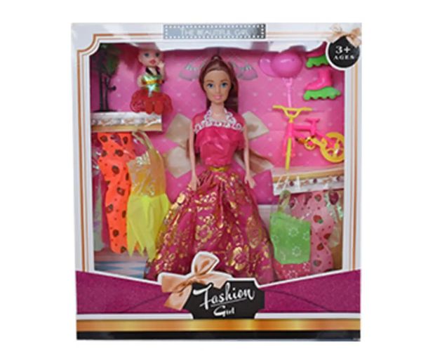 Fashion Girl: Bábika a detská bábika, set s bicyklom a príslušenstvom 28 cm