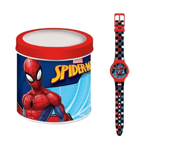 Luna: Spider-Man analógové náramkové hodinky v kovovej darčekovej krabičke