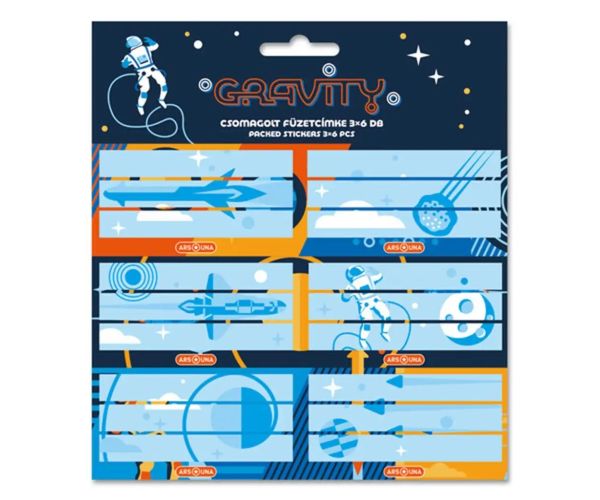 Ars Una: Balíček etikiet na zošity s motívom vesmírnej lode Gravity 3x6ks