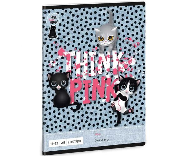 Ars Una: Think Pink Milá mačka linajkový zošit pre 2. ročník 32 strán A/5