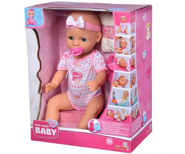 New Born Baby cikajúca bábika s príslušenstvom 43cm - Simba Toys