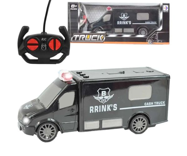 RC Dodávka na prepravu peňazí na diaľkové ovládanie so svetelnými efektmi v mierke 1/30 20cm