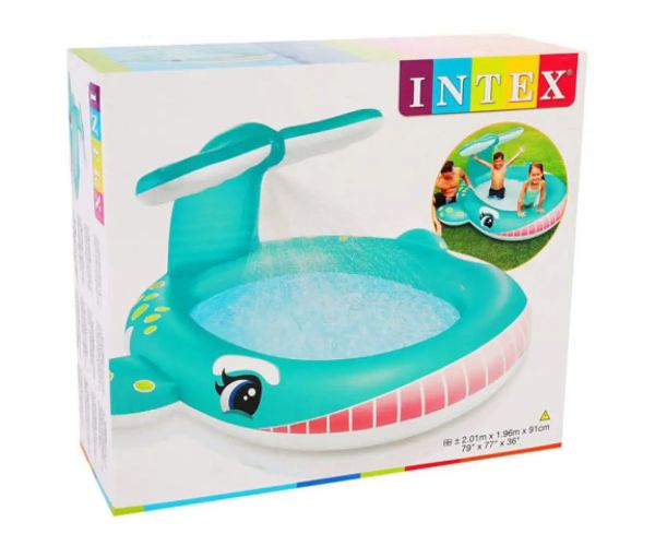 Intex: Striekajúci bazén v tvare veľryby 201x196x91cm