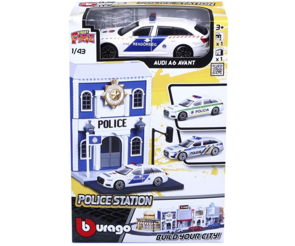 Bburago city - Audi A6 policajné auto a policajná stanica 1 /43