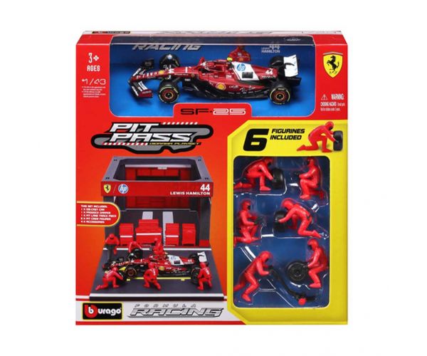 Bburago: F1 pretekárske auto - Ferrari SF-25 Pit / Lewis Hamilton 1/43