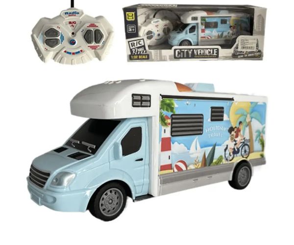RC Holiday Travel karavan na diaľkové ovládanie so svetlom 27MHz 1/32  20cm