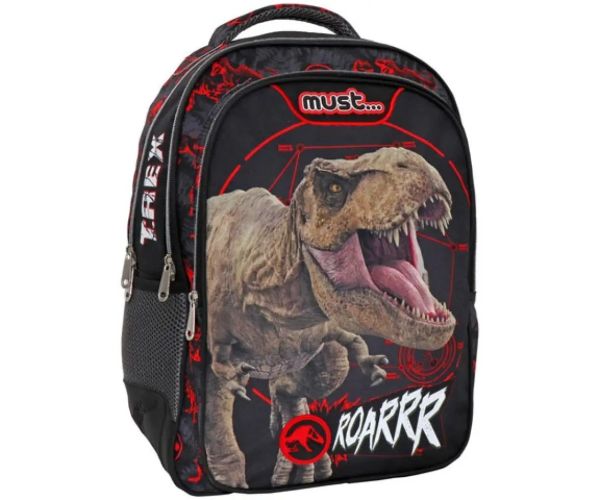 Must: Jurassic World T-rex zaoblená ergonomická školská taška 33x18x43cm