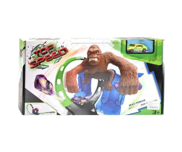 Top Speed: King-Kong pretekárska dráha s 360°-ovou dvojitou super slučkou, figúrkou gorily a autom