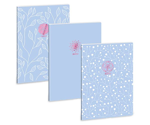 Ars Una: Soft Touch Skyblue Spring štvorčekový zošit s extra sponami A/4